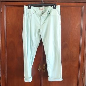 Mint green cotton/spandex cropped pants by Elle paris in size 6.